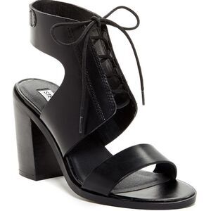 Steve  Madden Nanno Leather Stacked Heel Sandal Size 10